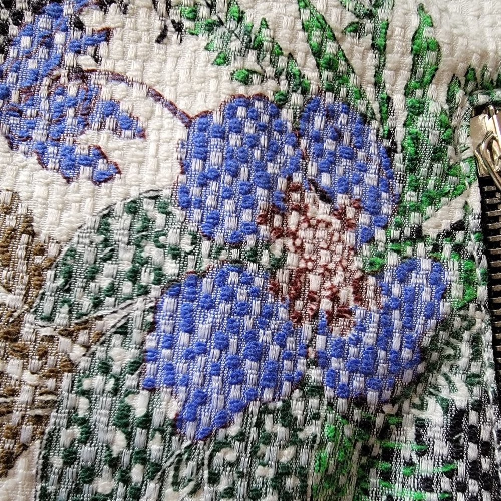 Zara Basic Bomber Jacket, White With Multicolor F… - image 3